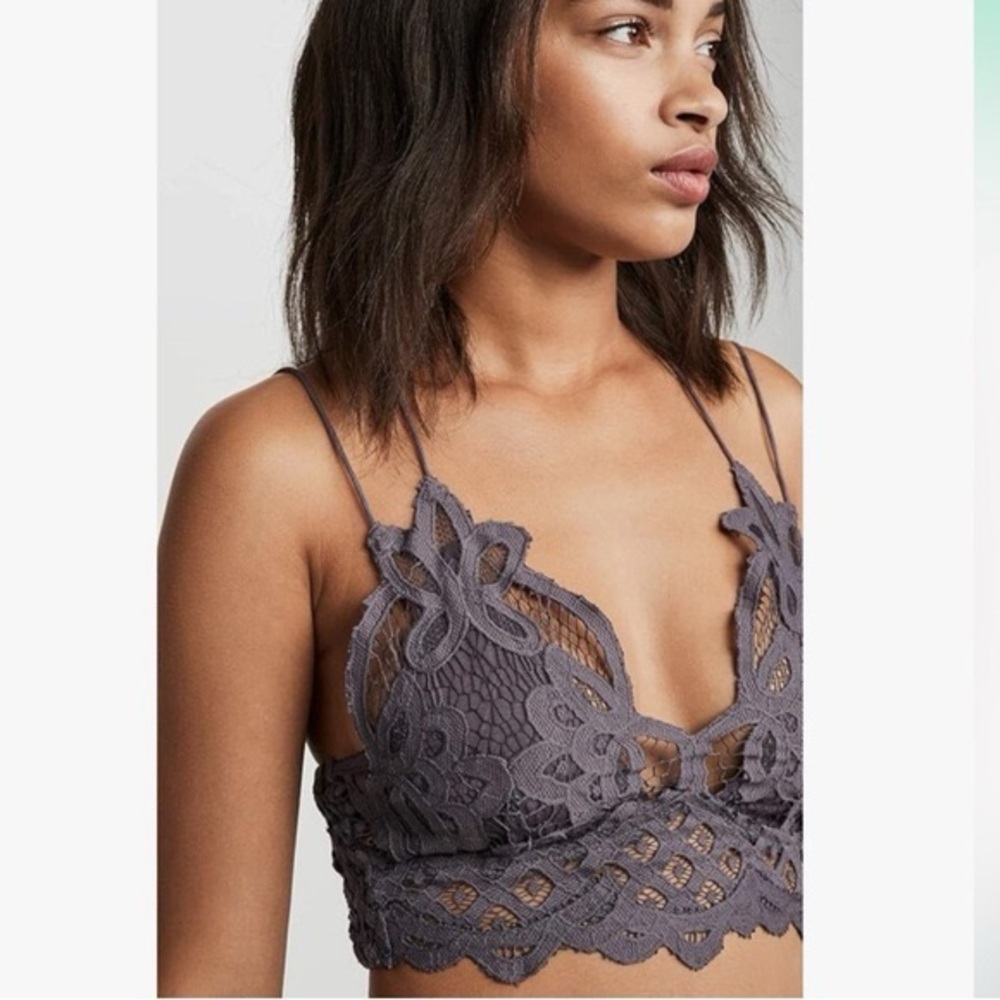 Free People Adella Charcoal Purple Grey bralette